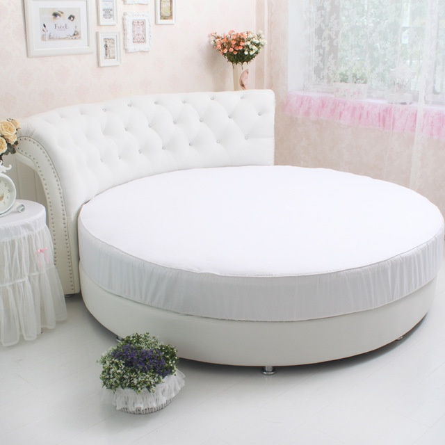 Постільна білизна на круглу ліжко "Almira Mix" медовий + білий