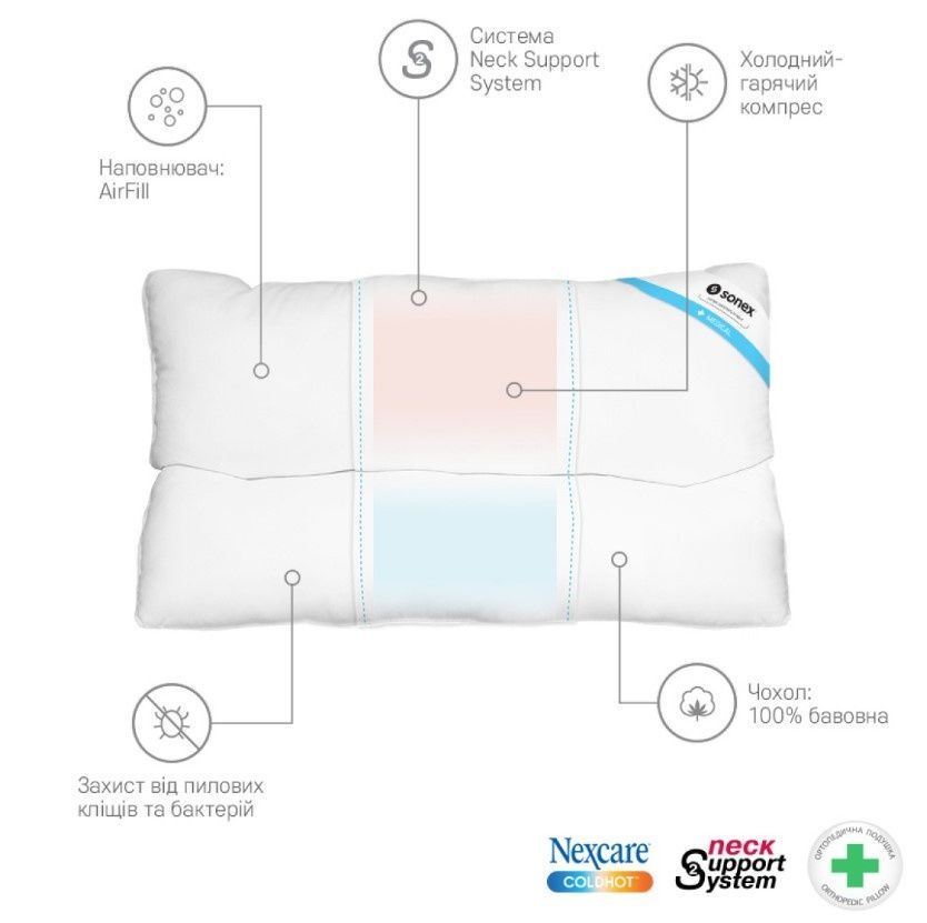 Ортопедическая подушка Sonex Medisoft Spa + гелевый компресс Nexcare&trade;