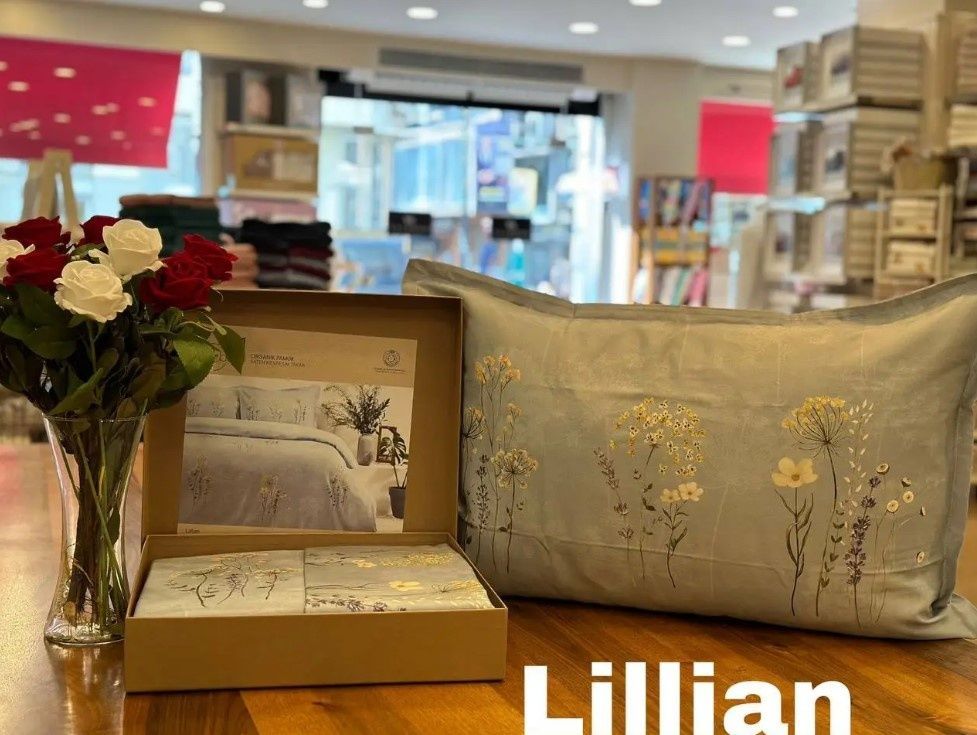 Постельное бельё TAC Organik Saten Lillian mavi