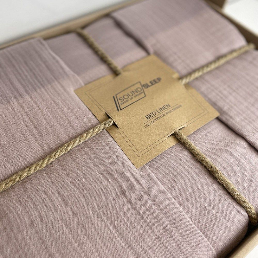 Постільна білизна SoundSleep Stonewash Muslin Powder, Пудра, 50х70см (2шт), Євро, 200х220 см, 240х260 см