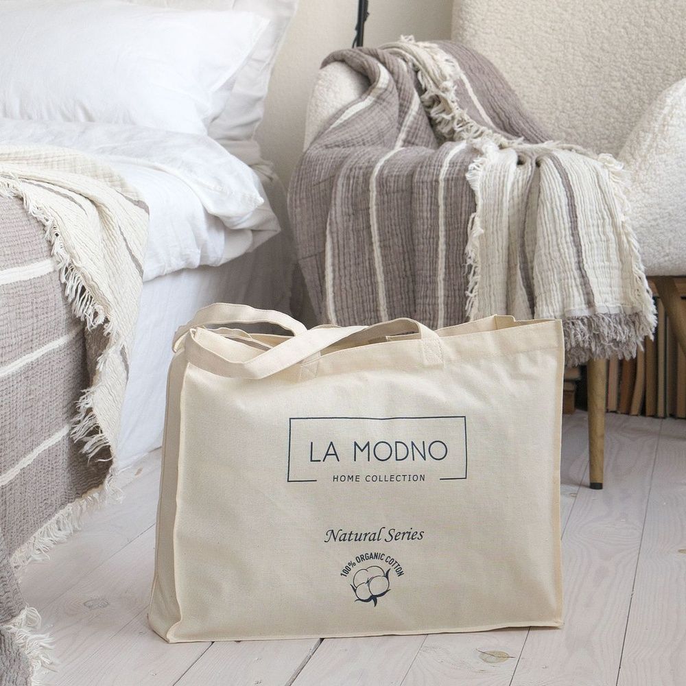 Муслиновое покрывало-плед La Modno PEARL TAUPE BROWN