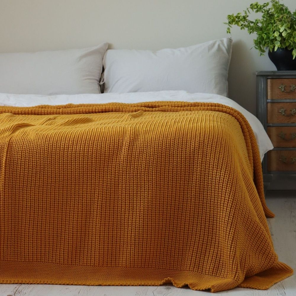 В'язаний плед Betires BRISTOL MUSTARD