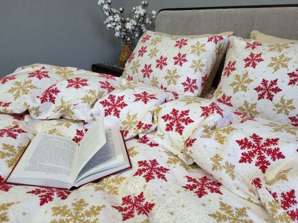 Постільна білизна фланель Комфорт текстиль Сніжинка жовта, Turkish flannel