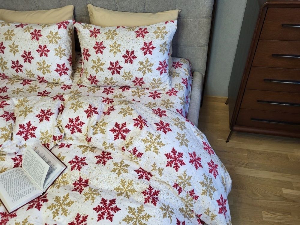 Постільна білизна фланель Комфорт текстиль Сніжинка жовта, Turkish flannel