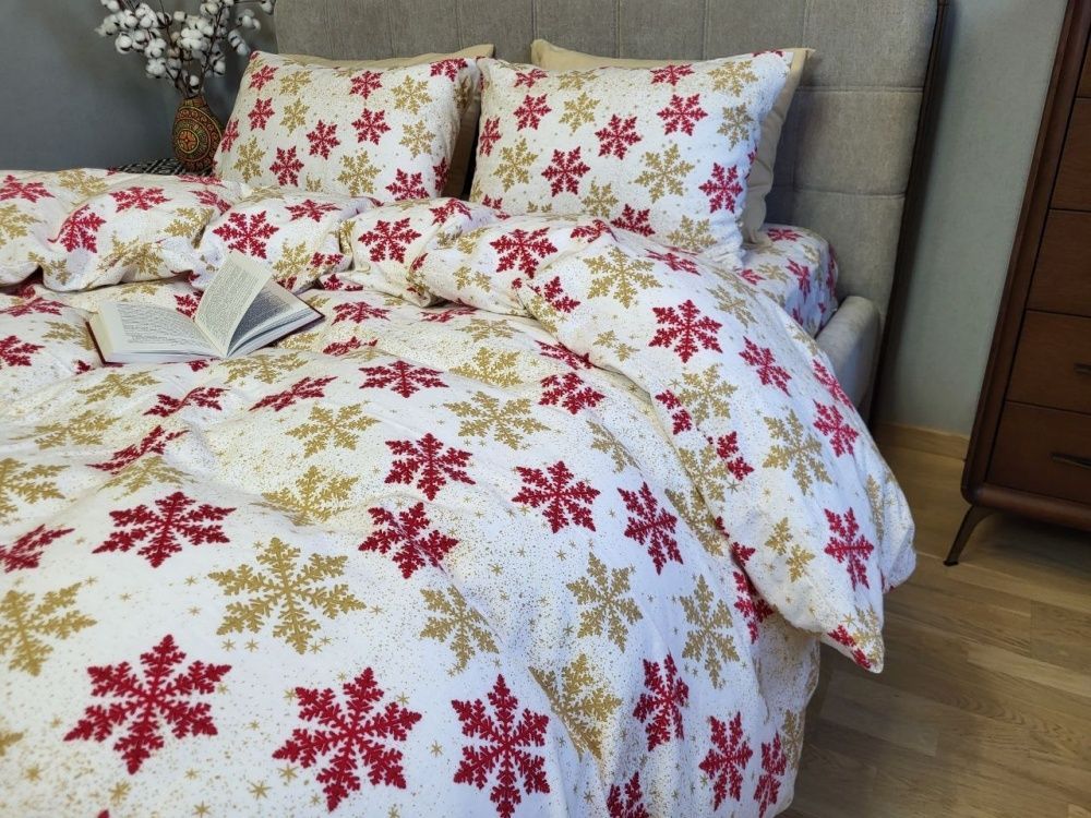 Постільна білизна фланель Комфорт текстиль Сніжинка жовта, Turkish flannel