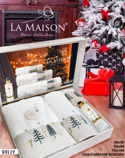 Набор полотенец новогодний с ароматом La Maison Holly (3шт)