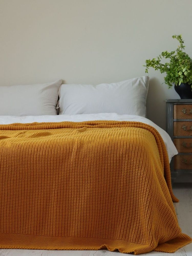 В'язаний плед Betires BRISTOL MUSTARD