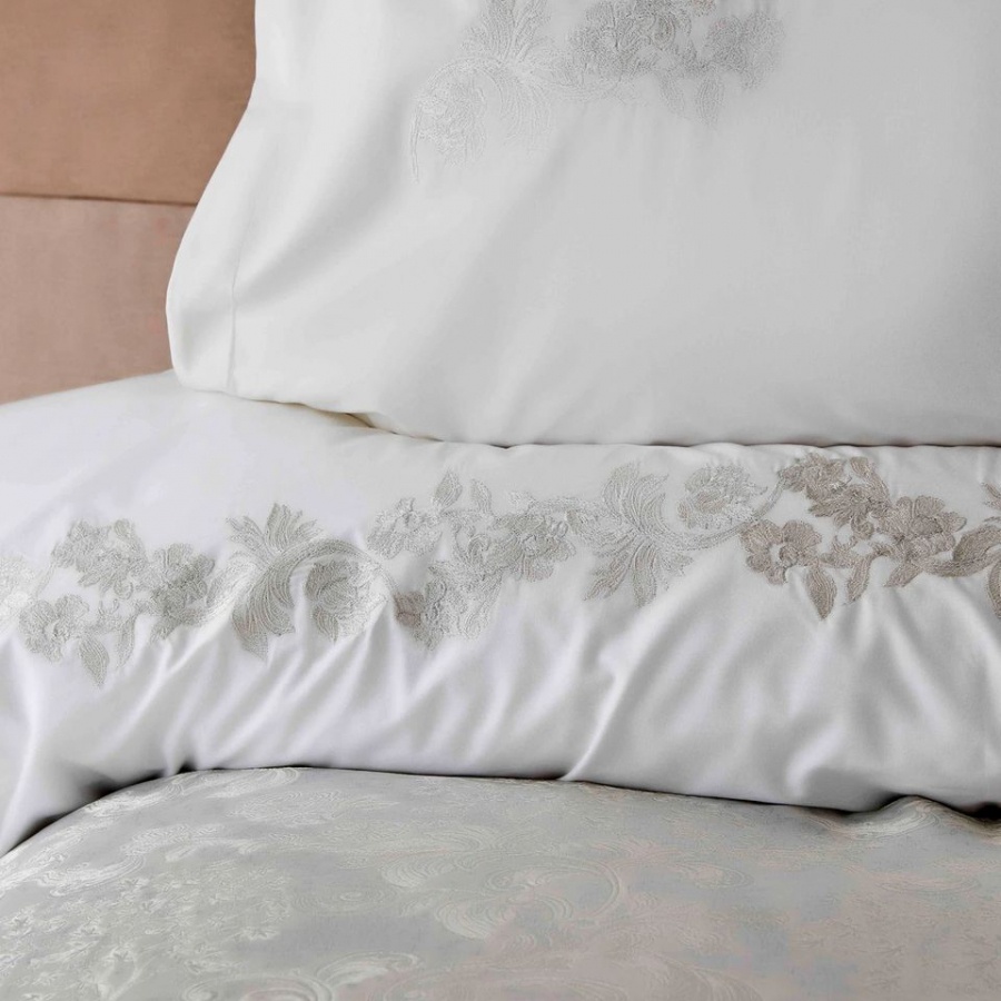 Набор постельное белье с покрывалом + плед Karaca Home - Jessica silver (10 предметов)