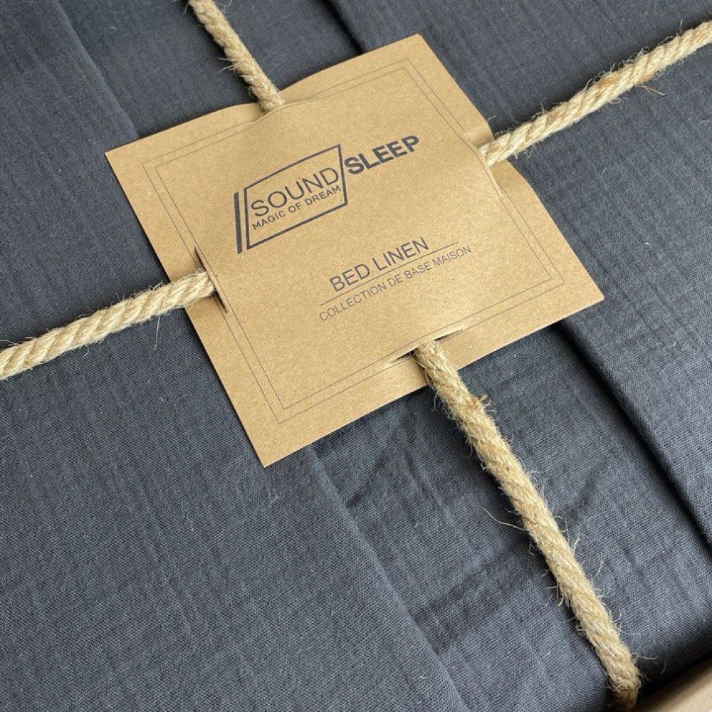 Постельное белье SoundSleep Stonewash Muslin Graphite, Тёмно-серый, 50х70см (2шт), Евро, 200х220 см, 240х260 см