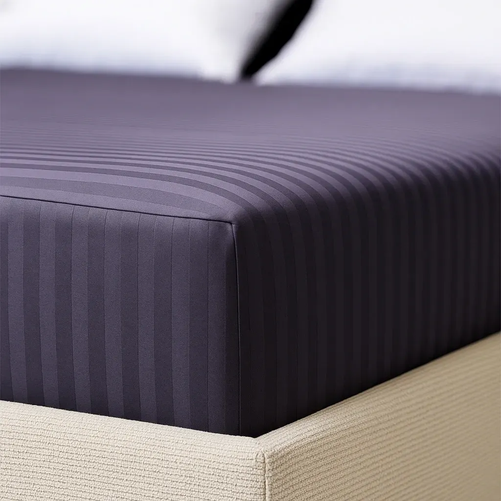 Простирадло натяжне Сатин Boston Anthracite Stripe