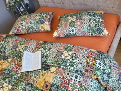 Постільна білизна фланель Комфорт текстиль Мозаїка/оранж, Turkish flannel