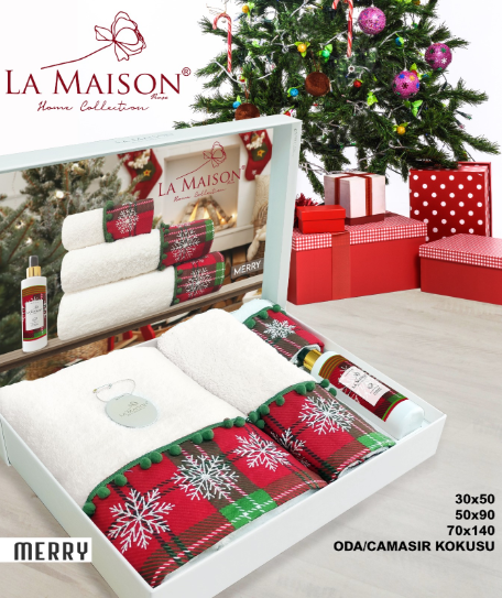 Набір рушників новорічний з ароматом La Maison Merry (3шт)