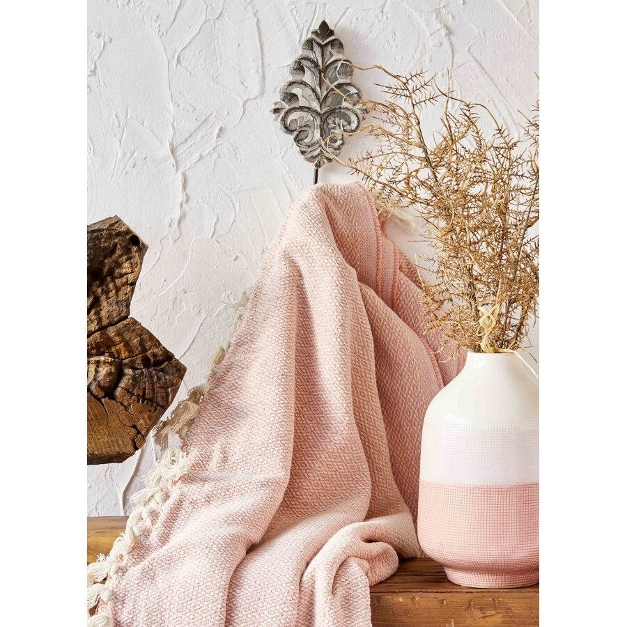 Набор постельное белье с покрывалом + плед Karaca Home - Quatre royal pudra