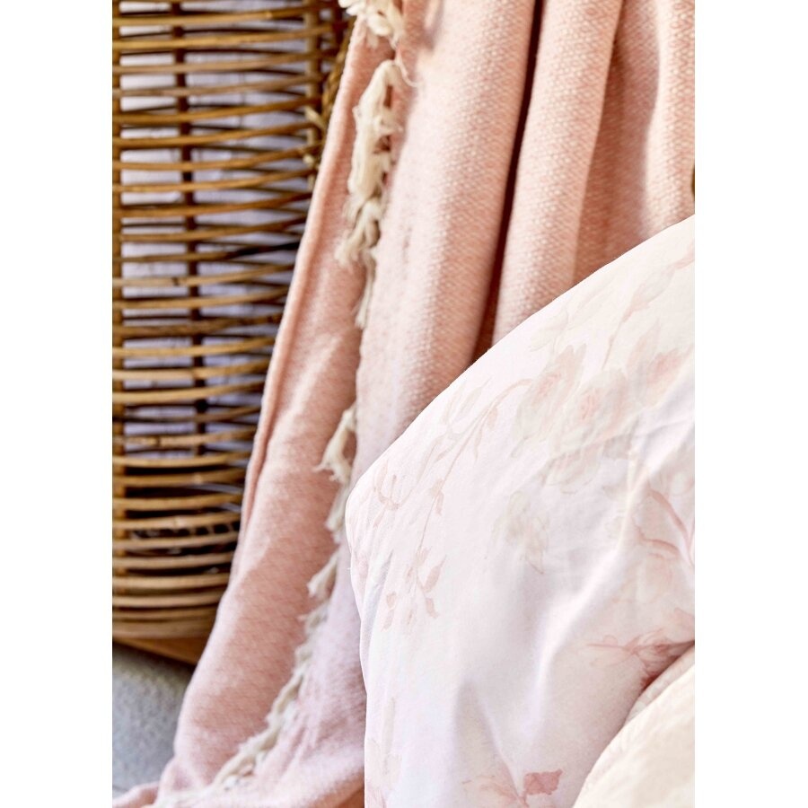 Набор постельное белье с покрывалом + плед Karaca Home - Quatre royal pudra