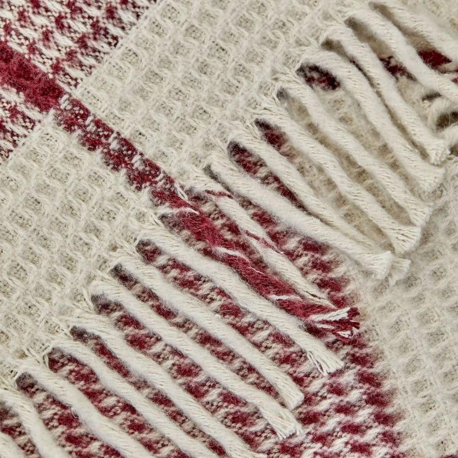 Плед-накидка вафельна Karaca Home - Carmen Throw bordo