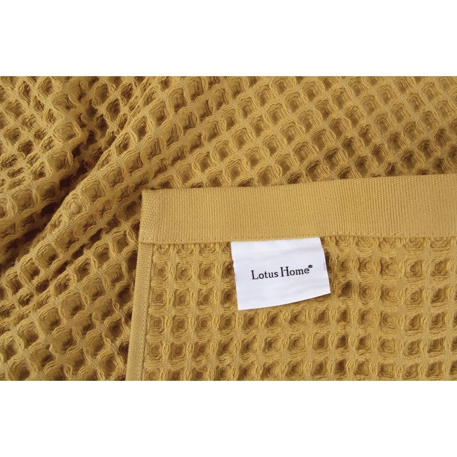 Рушник вафля Lotus Home Waffle mustard 420 г/м&sup2;, Гірчичний, 50х90 см, Для обличчя