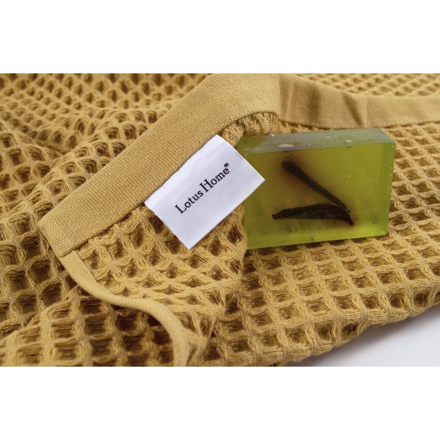 Рушник вафля Lotus Home Waffle mustard 420 г/м&sup2;, Гірчичний, 50х90 см, Для обличчя
