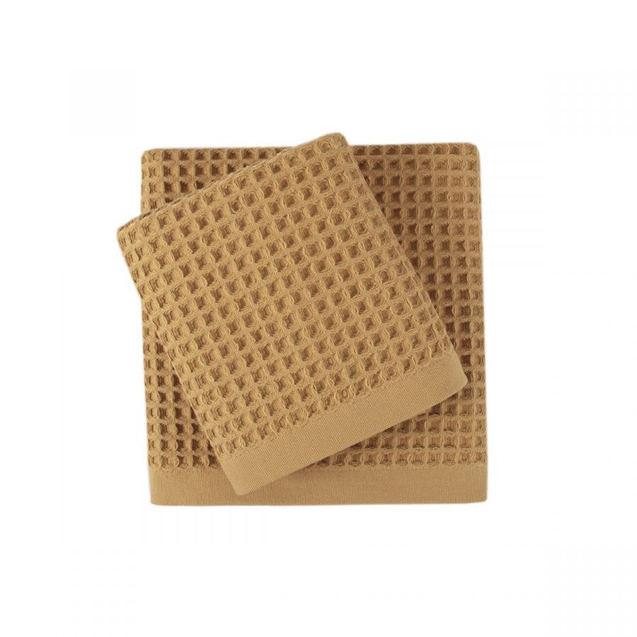 Рушник вафля Lotus Home Waffle mustard 420 г/м&sup2;, Гірчичний, 50х90 см, Для обличчя