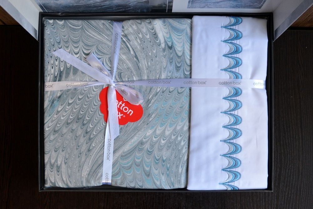 Постільна білизна з вишивкою Cotton Box Elite Saten Stilla Mavi