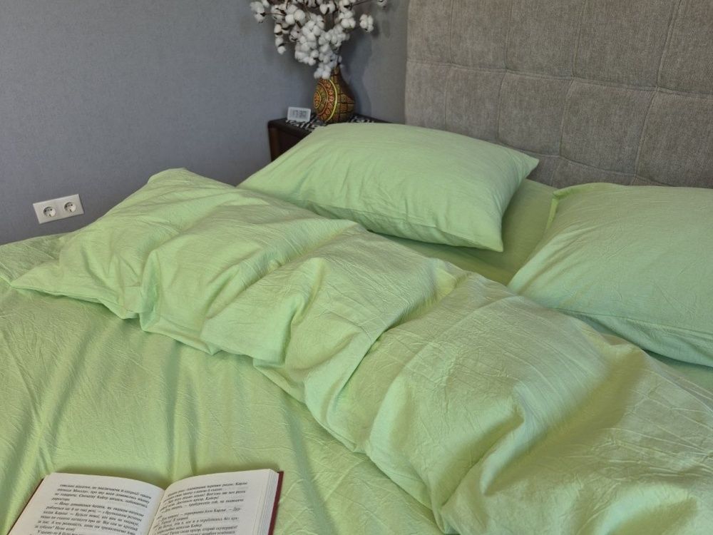 Постільна білизна варена бавовна Комфорт Текстиль Lime green, Washed Cotton W1371