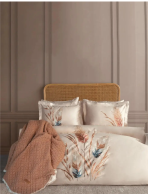 Постельное белье с покрывалом Dantela Satin Bohem Bej