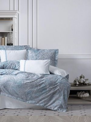 Постільна білизна з вишивкою Cotton Box Elite Saten Stilla Mavi