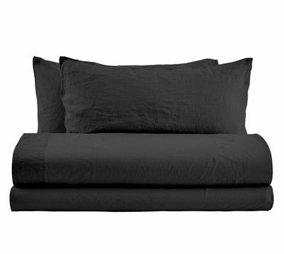 Італійська постільна білизна льон Biancoperla Niagara Nero