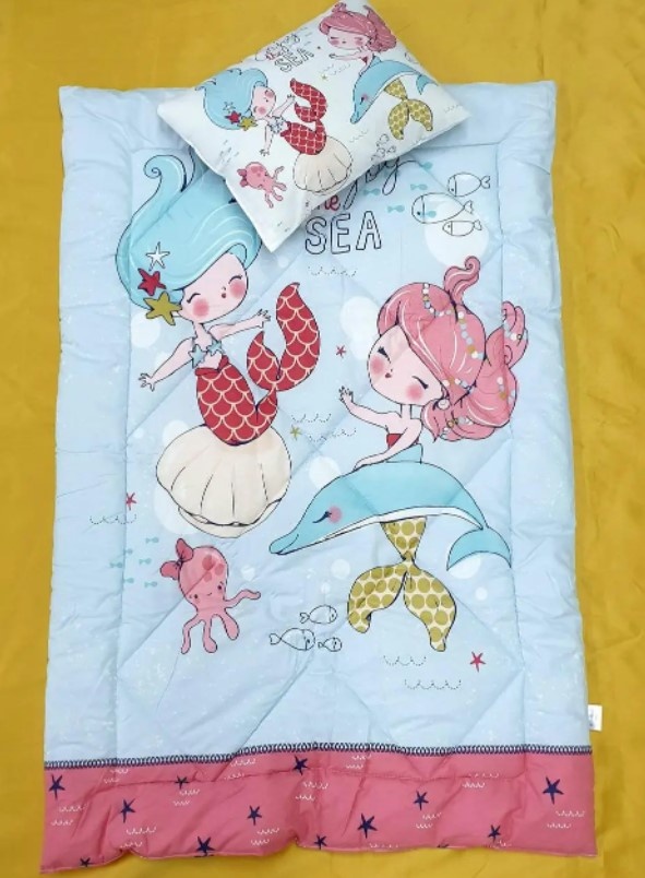 Детский набор в кроватку одеяло+подушка SEA