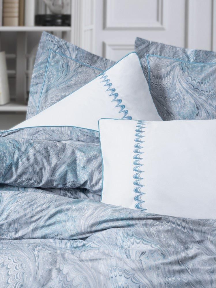 Постільна білизна з вишивкою Cotton Box Elite Saten Stilla Mavi