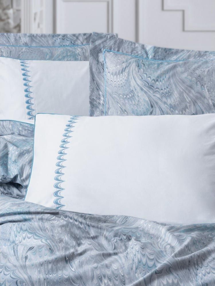 Постільна білизна з вишивкою Cotton Box Elite Saten Stilla Mavi