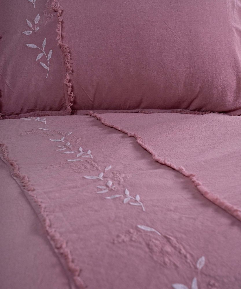 Постільна білизна варена бавовна Limasso з вишивкою Lucyna Old Rose