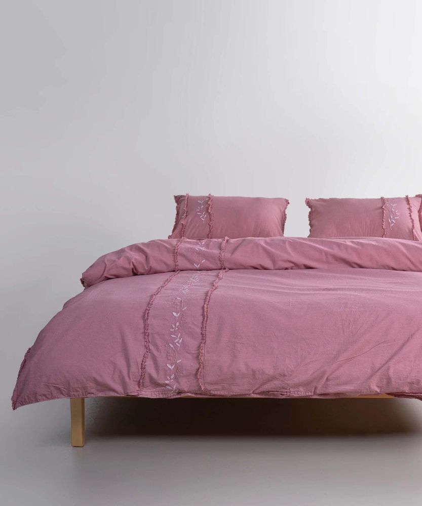 Постільна білизна варена бавовна Limasso з вишивкою Lucyna Old Rose