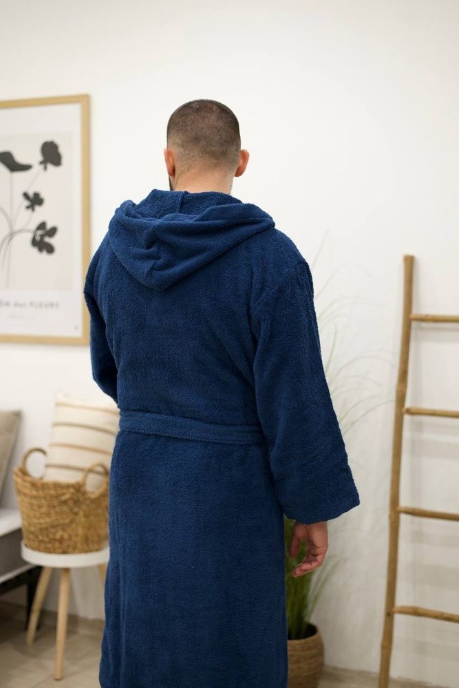 Халат махровий з капюшоном Sorema New Plus Dark Denim