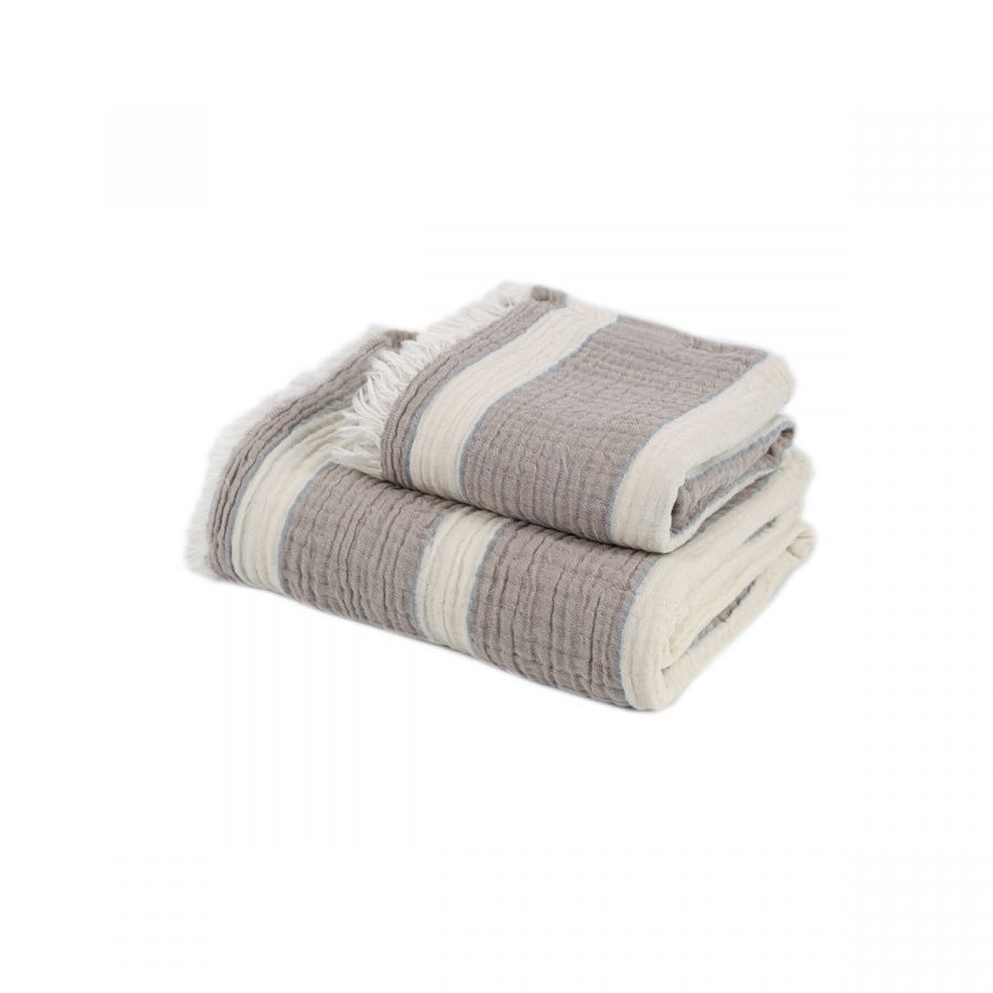 Рушник Lotus Home - Linen muslin beige-lead blue