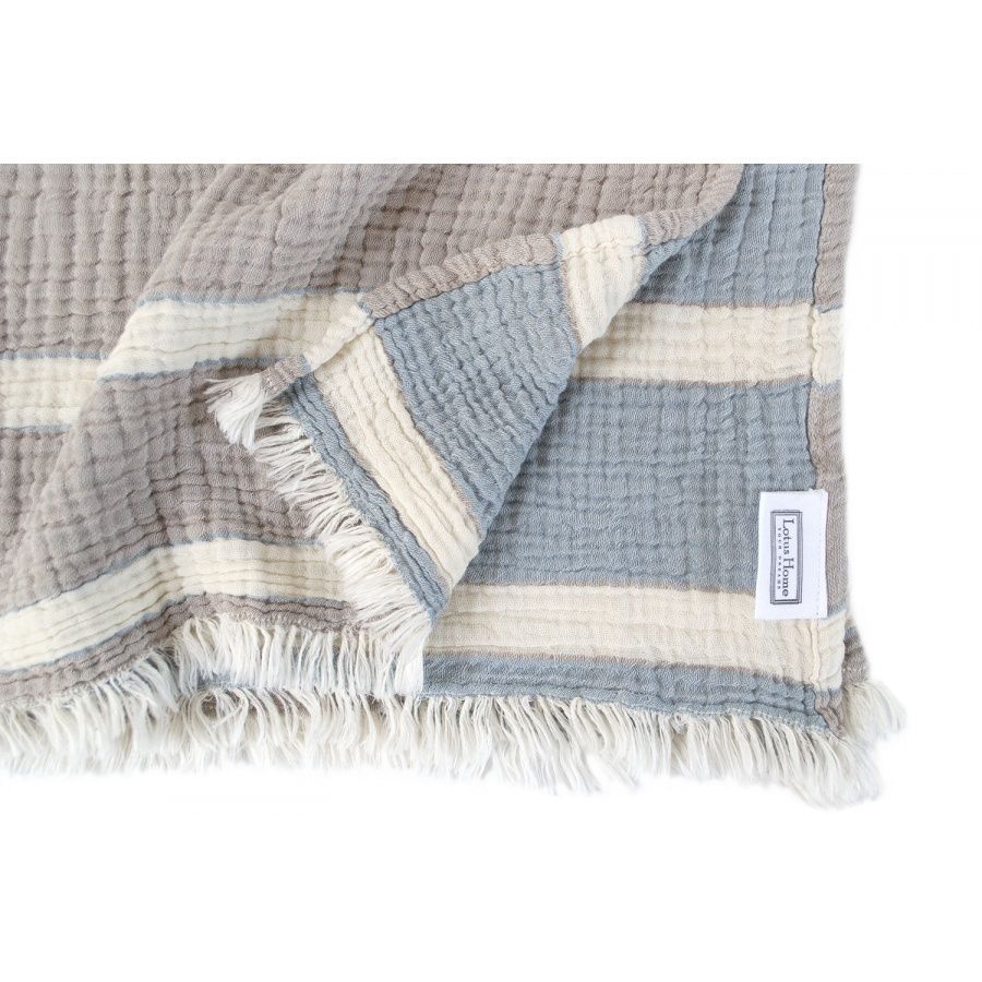 Рушник Lotus Home - Linen muslin beige-lead blue