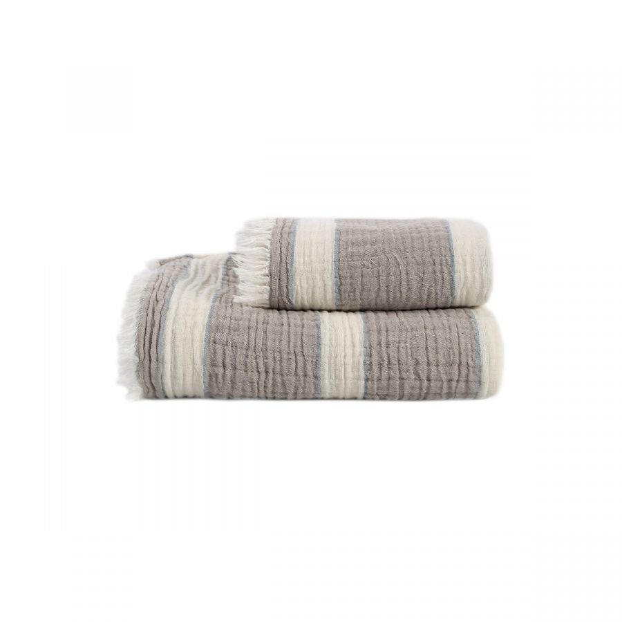 Рушник Lotus Home - Linen muslin beige-lead blue
