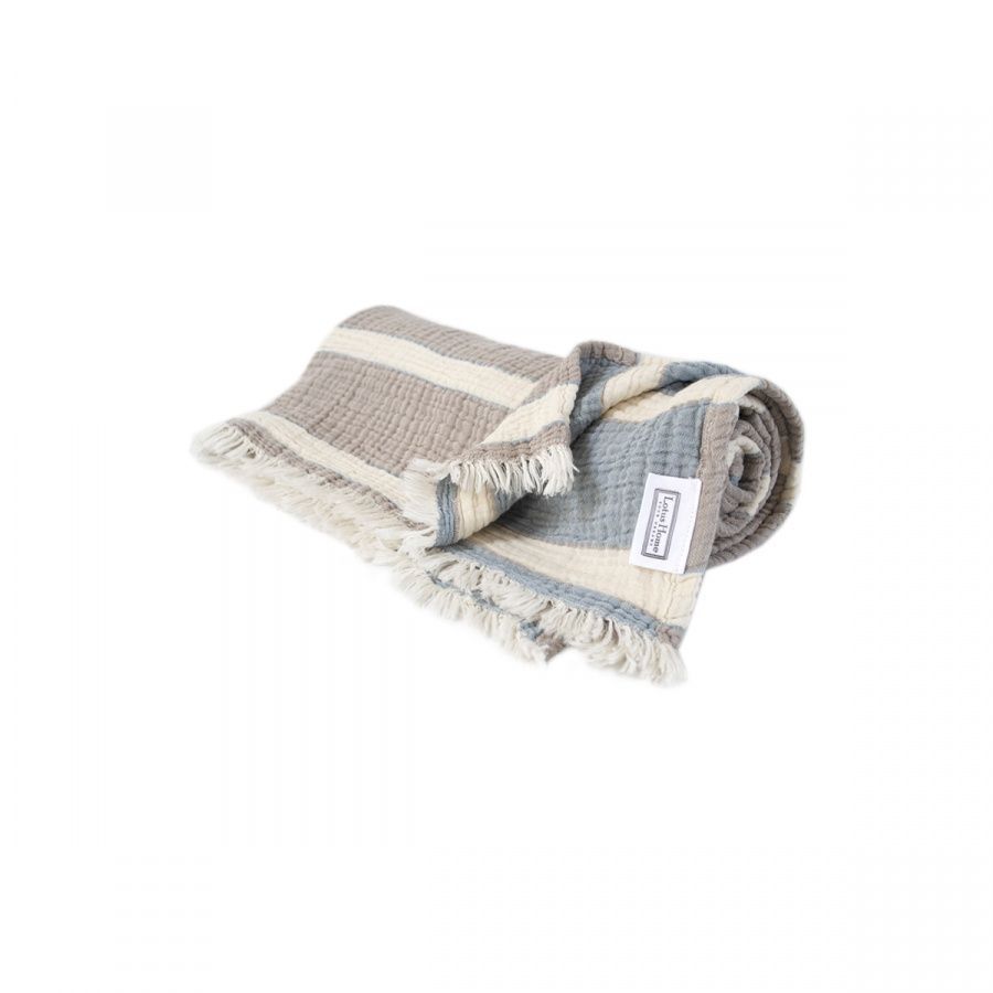 Рушник Lotus Home - Linen muslin beige-lead blue