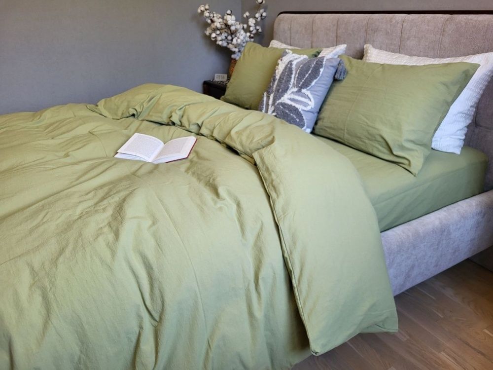 Постільна білизна варена бавовна Комфорт Текстиль Green, LUXURY Washed