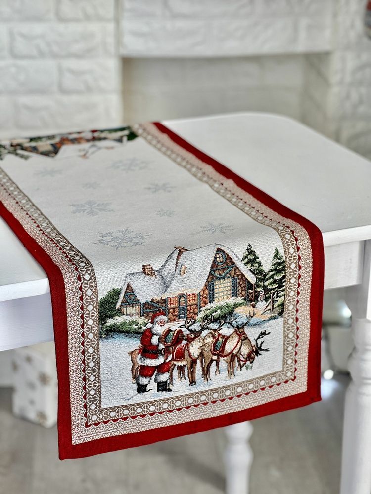 Раннер (наперон) Новорічний LiMaSo Гобелен FROSTY (Срібний люрекс)