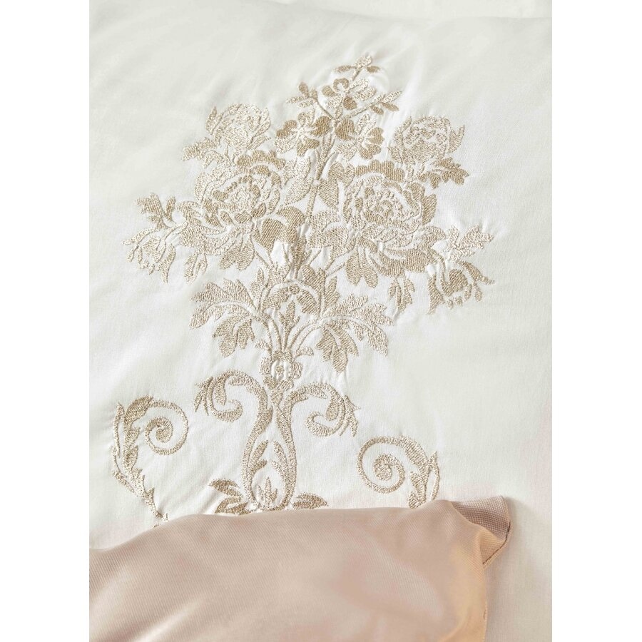 Набор постельное белье с покрывалом + плед Karaca Home - Mihrimah pudra