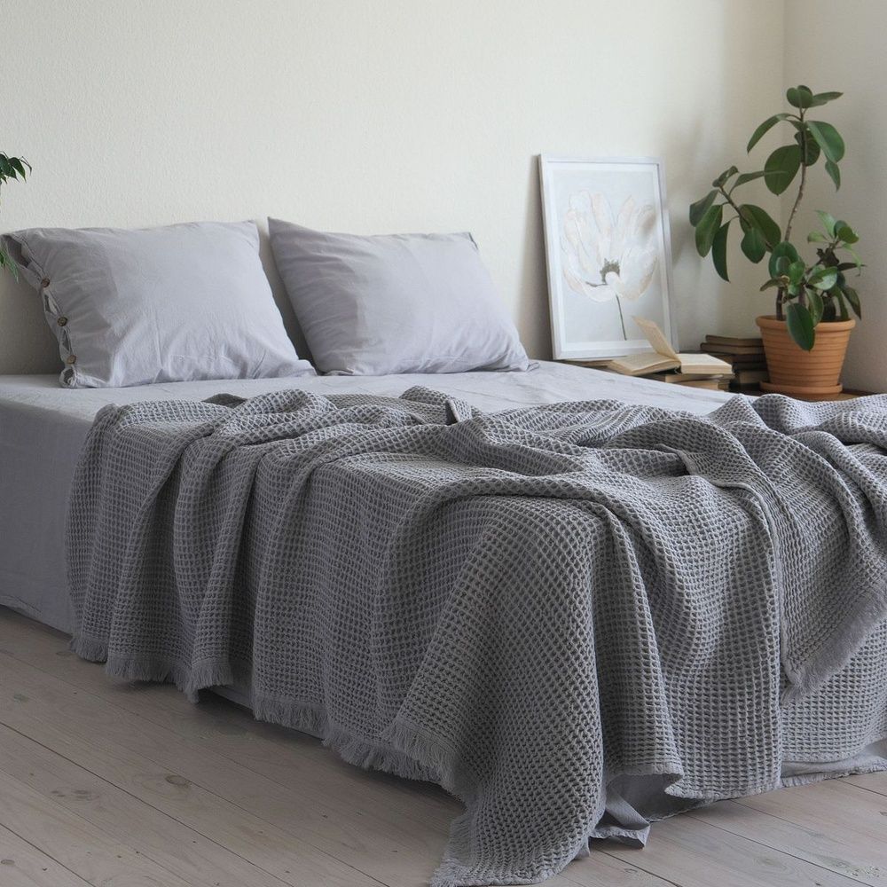 Покривало вафельне La Modno Pike Stonewashed Pearl Grey