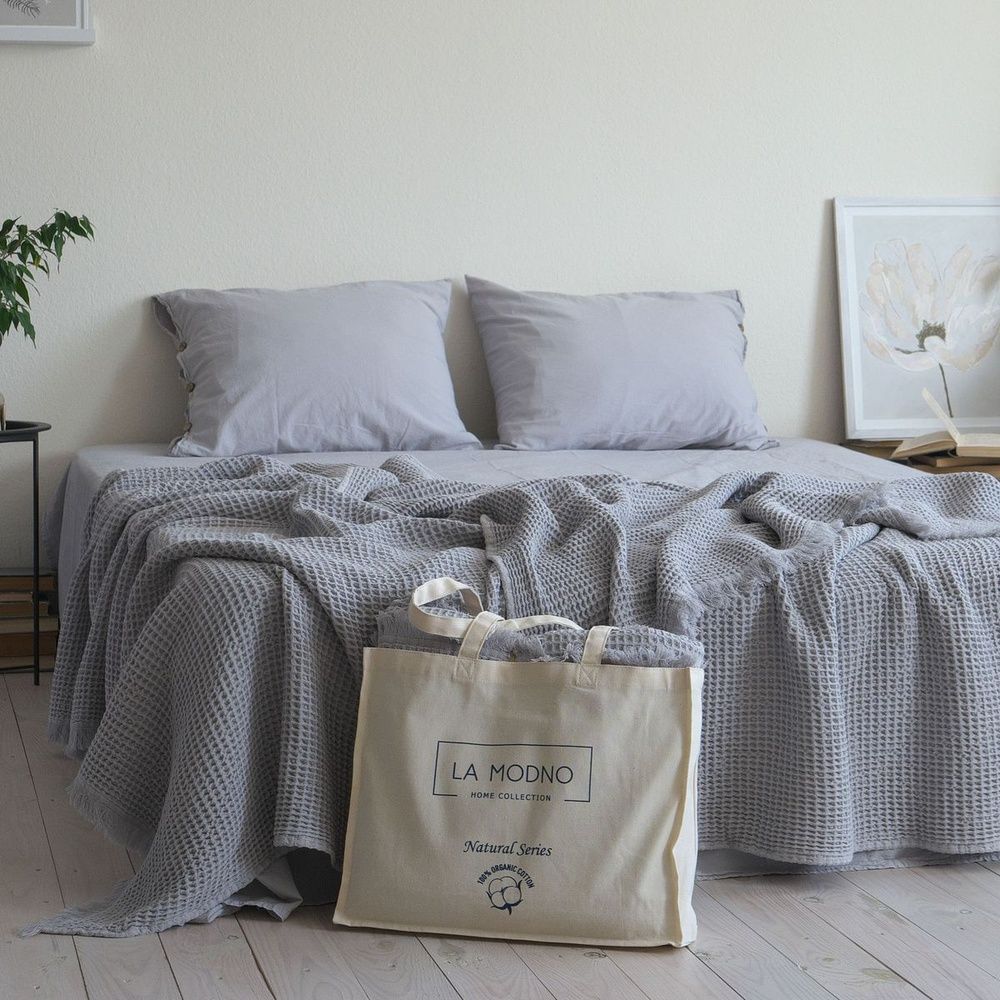 Покривало вафельне La Modno Pike Stonewashed Pearl Grey