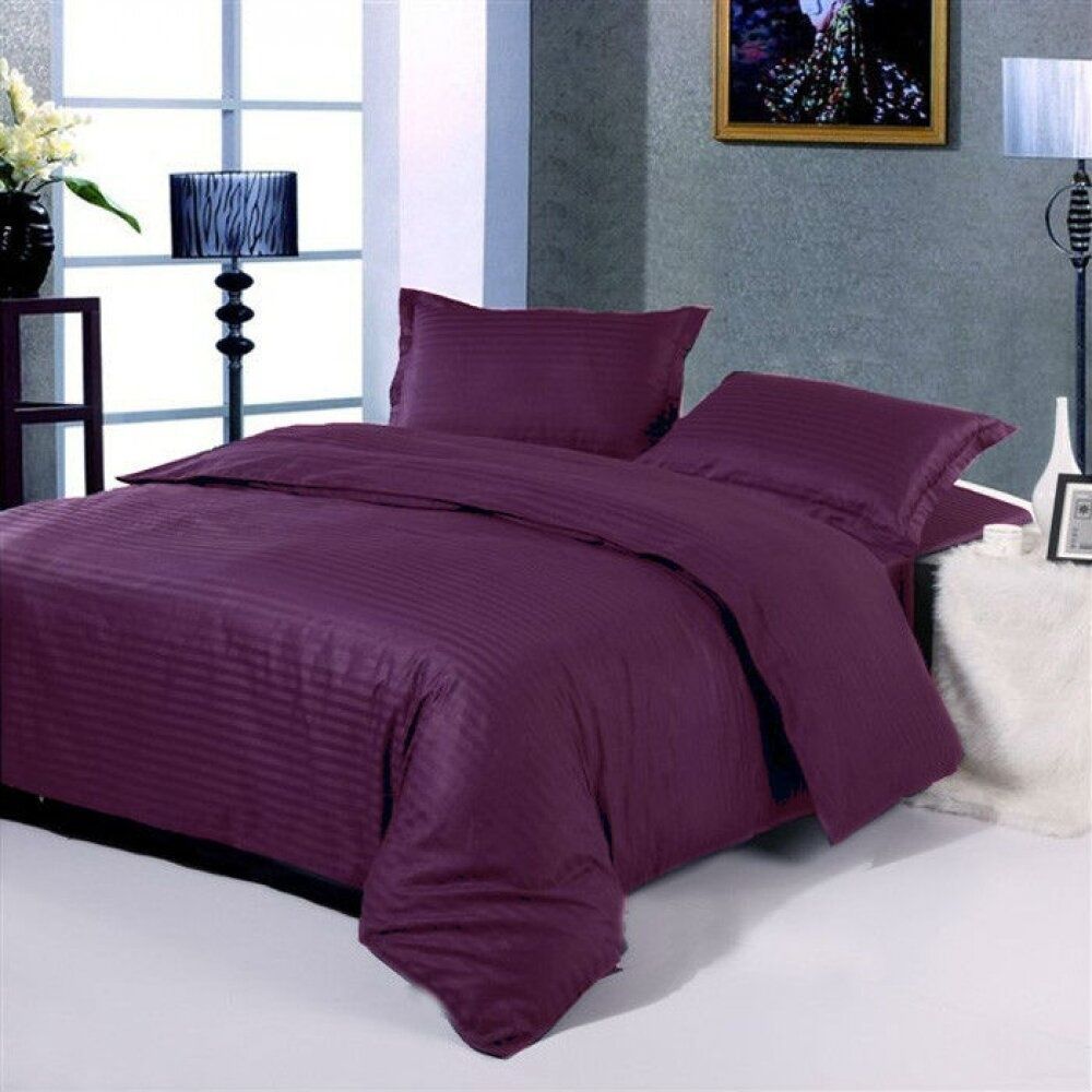 Постільна білизна Комфорт Текстиль Сатин Stripe LUX DEEP PLUM 1/1см