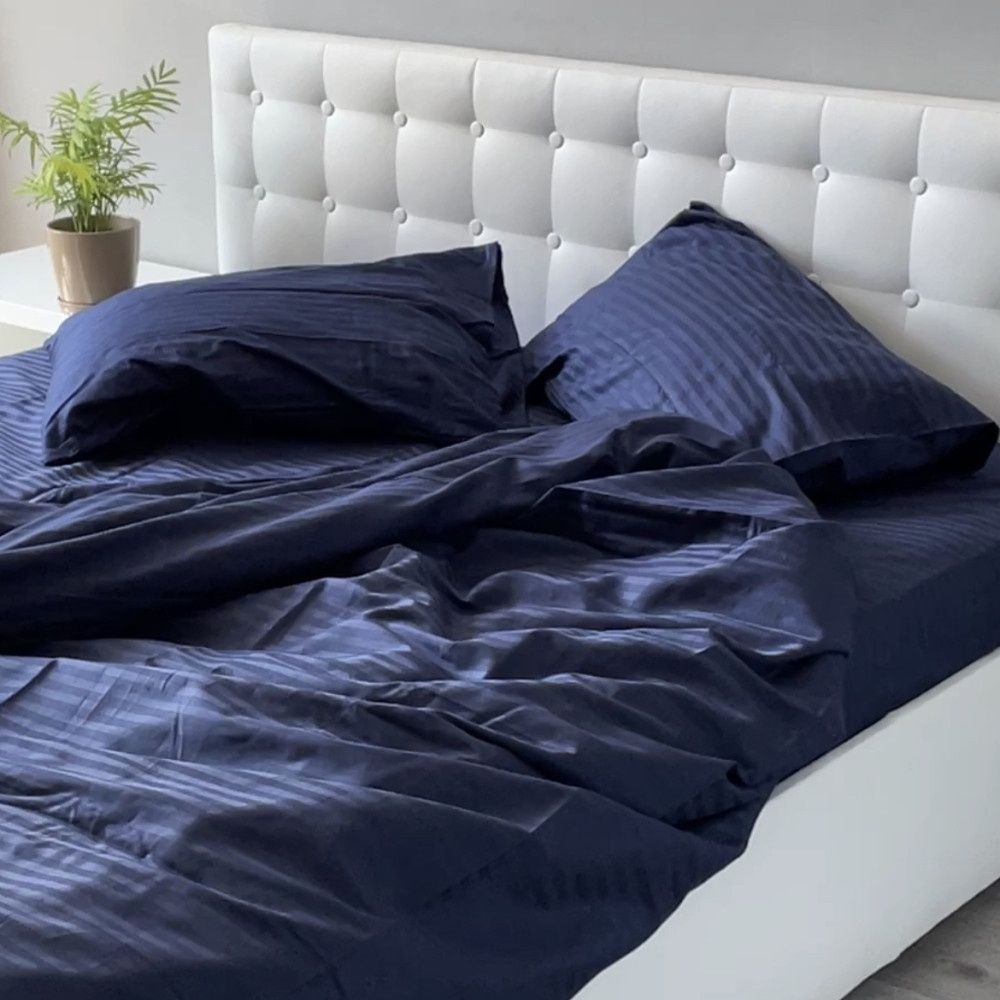 Постельное белье Sound Sleep сатин страйп Stripe Dark Blue