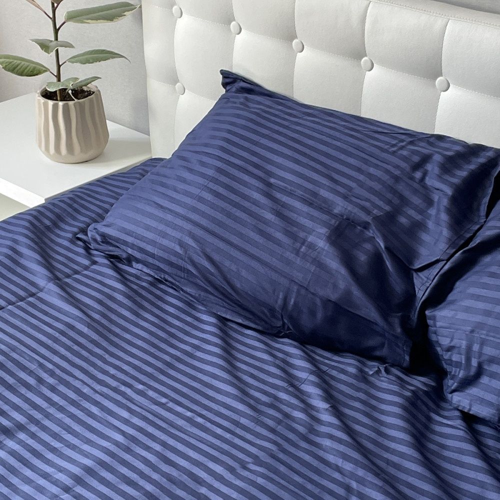 Постельное белье Sound Sleep сатин страйп Stripe Dark Blue