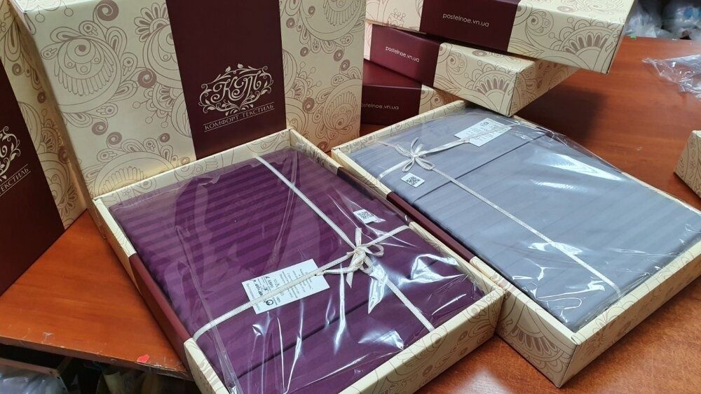 Постільна білизна Комфорт Текстиль Сатин Stripe LUX DEEP PLUM 1/1см