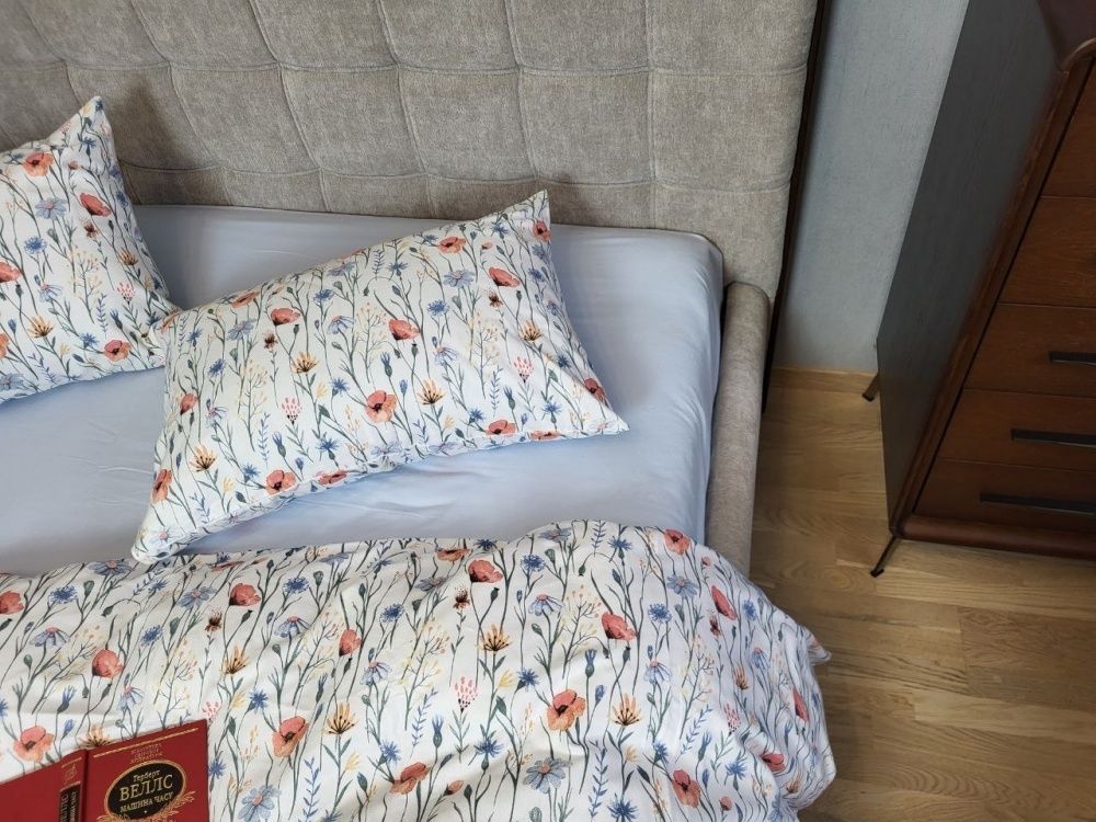 Постельное белье фланель Комфорт текстиль Полевые цветы/голубой, Turkish flannel