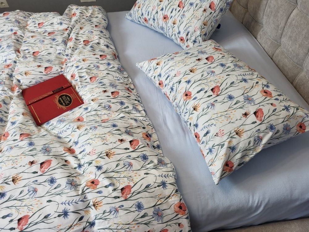Постельное белье фланель Комфорт текстиль Полевые цветы/голубой, Turkish flannel