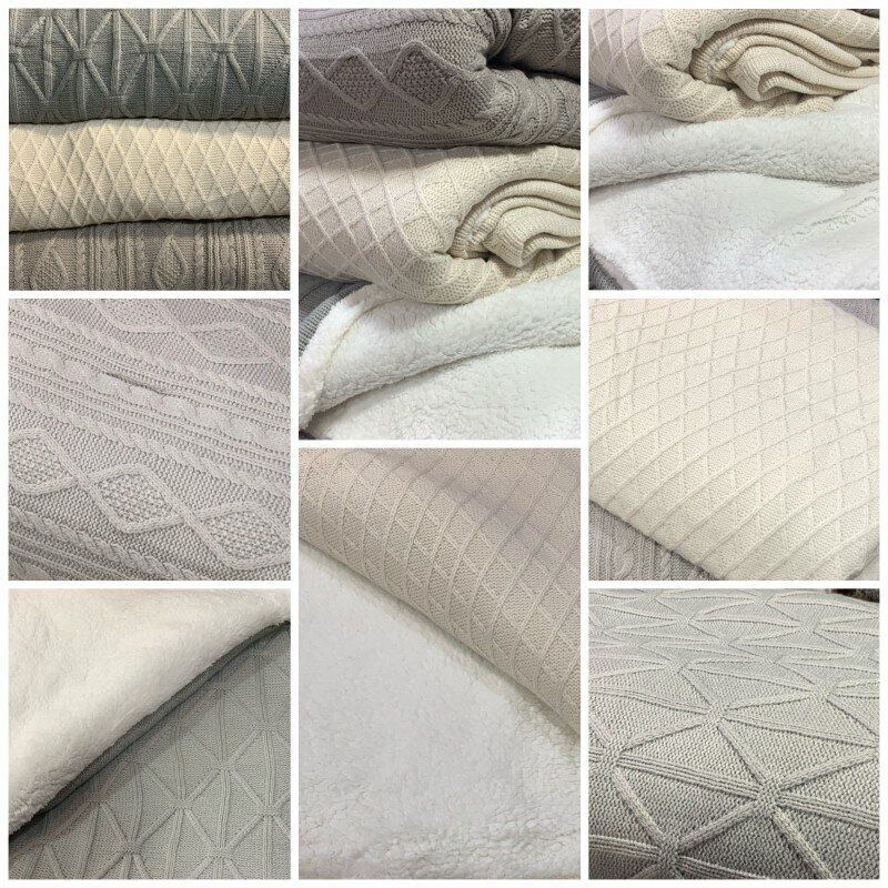 Плед в'язаний з баранчиком Home Textile SOFT BEIGE