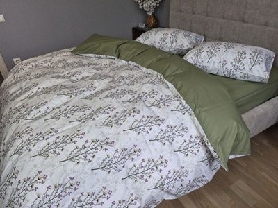 Постільна білизна ранфорс преміум Комфорт Текстиль Гілочка/хакі, cotton